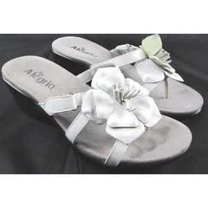 Alegria Hula Women's White Leather Floral Flower Sandals Sz EUR 40, US‎ 9.5 - 10